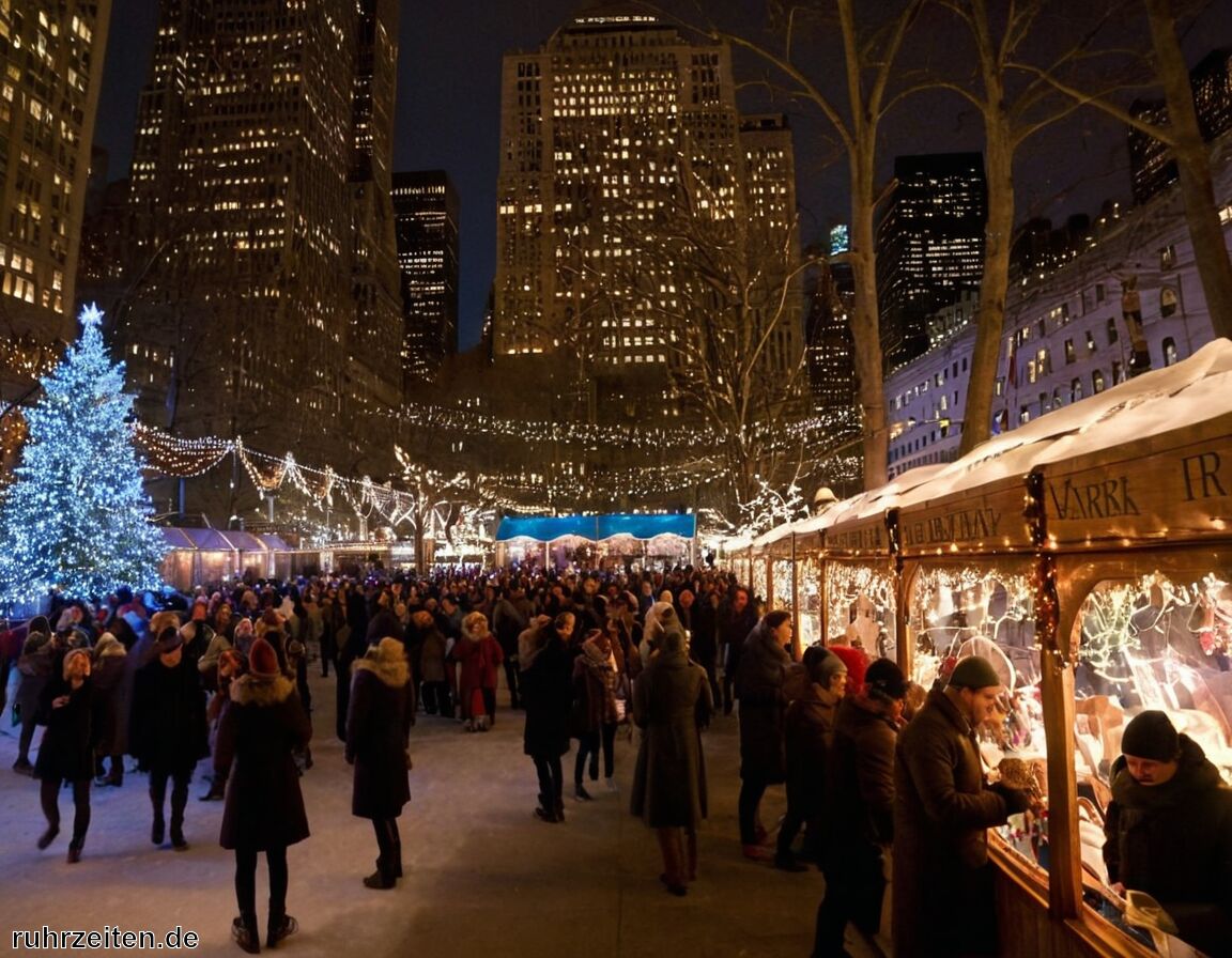 New York, USA: Das Winterwunderland im Bryant Park mit Eislaufbahn und Ständen - Die Top 10 der weltweit größten Weihnachtsmärkte