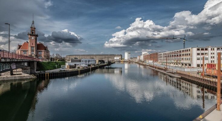 port, dortmund, ruhr area, nature, industrial port, industry, dortmund-ems canal, city port, port authority, water